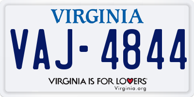VA license plate VAJ4844