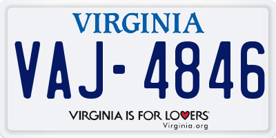 VA license plate VAJ4846