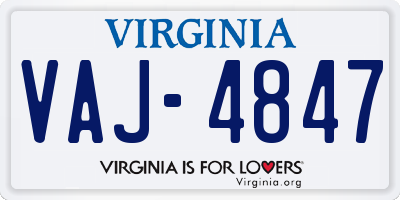 VA license plate VAJ4847