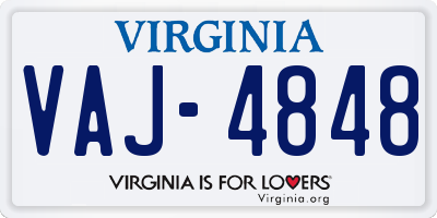VA license plate VAJ4848