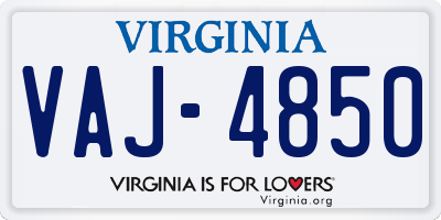 VA license plate VAJ4850