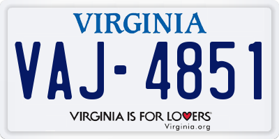 VA license plate VAJ4851