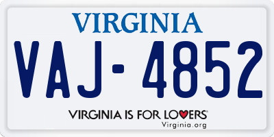 VA license plate VAJ4852