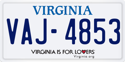 VA license plate VAJ4853