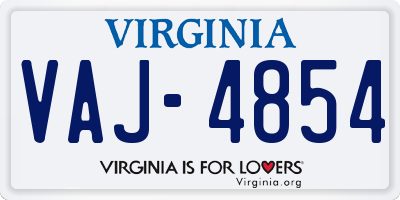 VA license plate VAJ4854