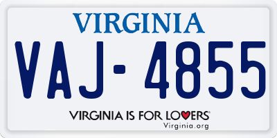 VA license plate VAJ4855