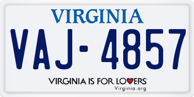 VA license plate VAJ4857