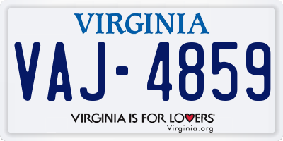 VA license plate VAJ4859