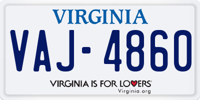 VA license plate VAJ4860