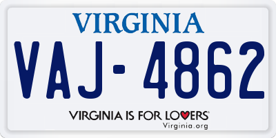 VA license plate VAJ4862