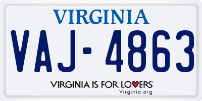 VA license plate VAJ4863