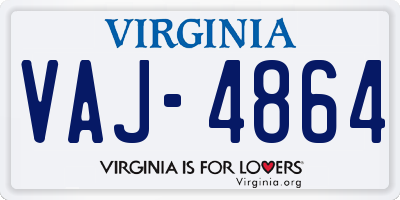 VA license plate VAJ4864