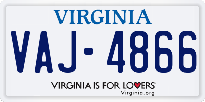 VA license plate VAJ4866