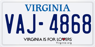 VA license plate VAJ4868