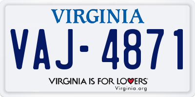 VA license plate VAJ4871