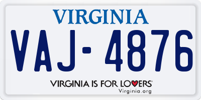 VA license plate VAJ4876