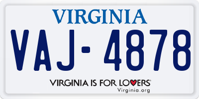 VA license plate VAJ4878