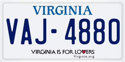 VA license plate VAJ4880