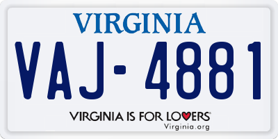 VA license plate VAJ4881