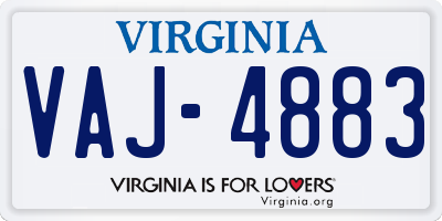 VA license plate VAJ4883