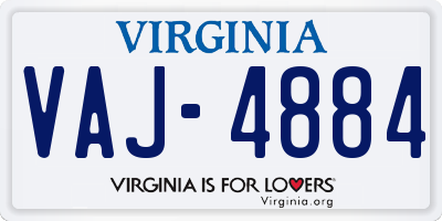 VA license plate VAJ4884