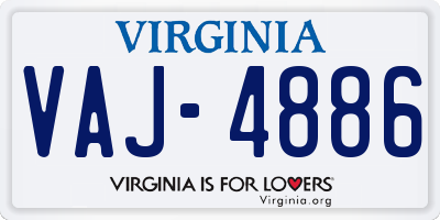 VA license plate VAJ4886