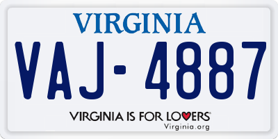 VA license plate VAJ4887