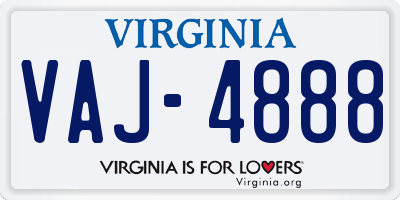 VA license plate VAJ4888