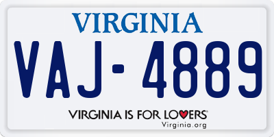 VA license plate VAJ4889