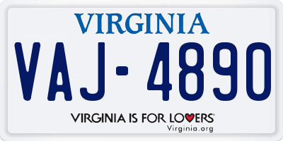VA license plate VAJ4890