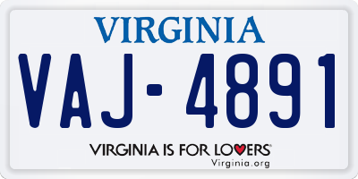 VA license plate VAJ4891