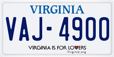 VA license plate VAJ4900
