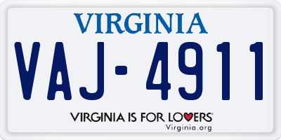VA license plate VAJ4911