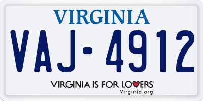 VA license plate VAJ4912
