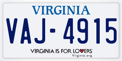 VA license plate VAJ4915