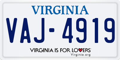 VA license plate VAJ4919