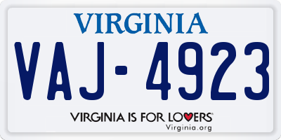VA license plate VAJ4923