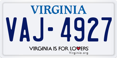 VA license plate VAJ4927