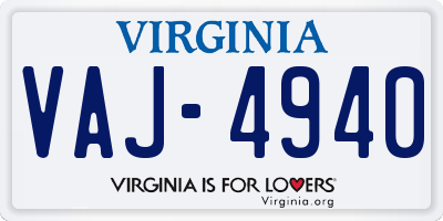 VA license plate VAJ4940