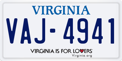 VA license plate VAJ4941