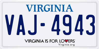 VA license plate VAJ4943