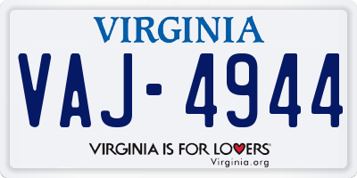 VA license plate VAJ4944
