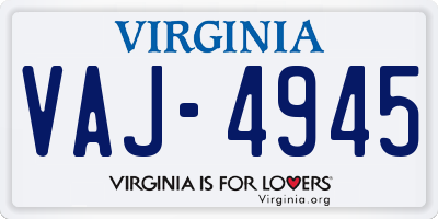 VA license plate VAJ4945