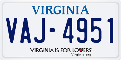 VA license plate VAJ4951