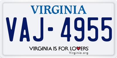 VA license plate VAJ4955