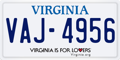 VA license plate VAJ4956