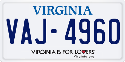 VA license plate VAJ4960
