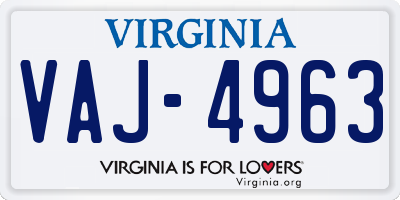 VA license plate VAJ4963