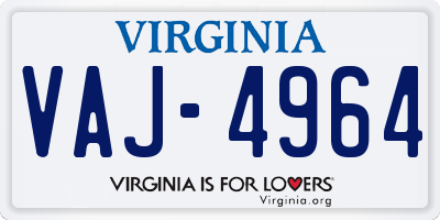 VA license plate VAJ4964