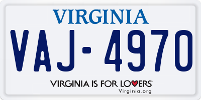 VA license plate VAJ4970